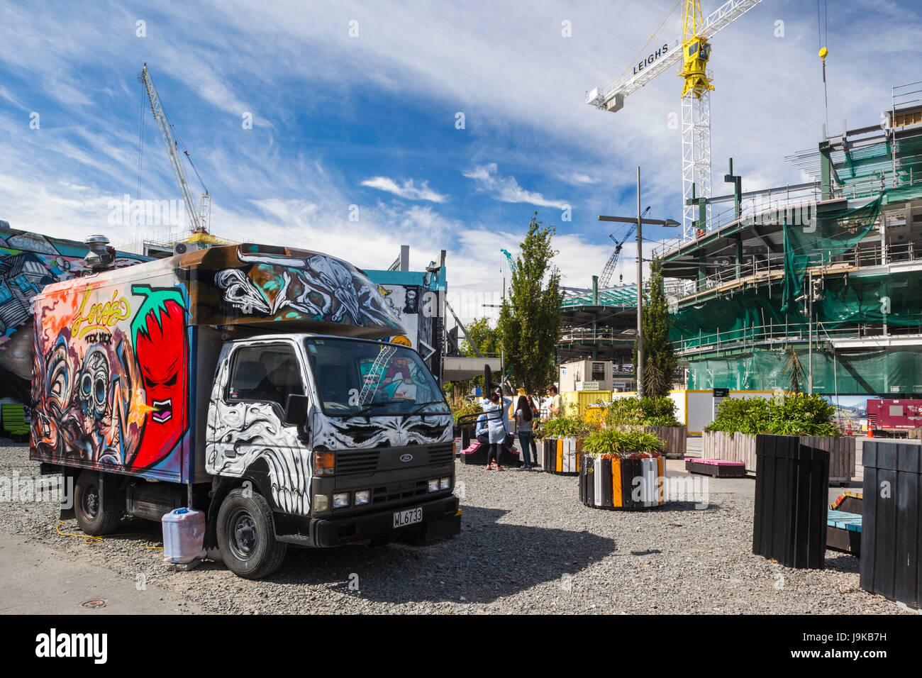 New Zealand, South Island, Christchurch, downtown food truck Stock