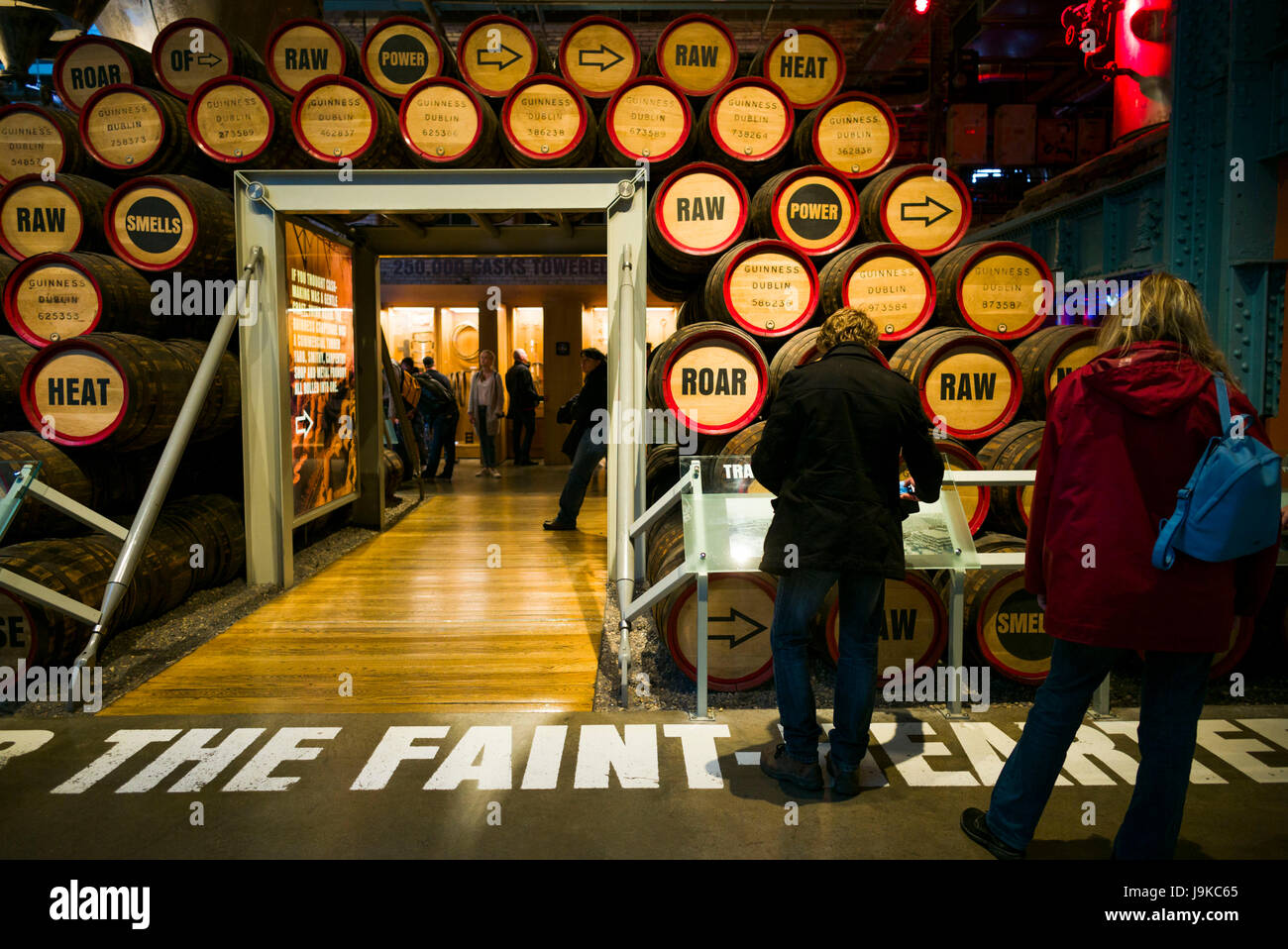 Ireland, Dublin, Guiness Storehouse, brewery museum, beer kegs Stock