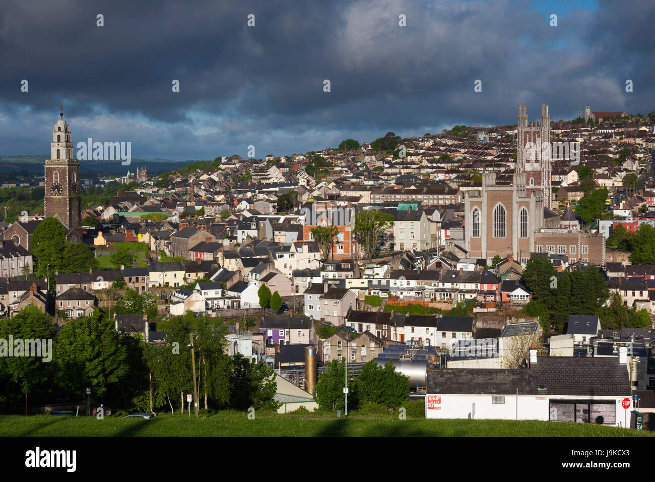 Ireland, County Cork, Cork City, elevated city view with St. Anne's ...