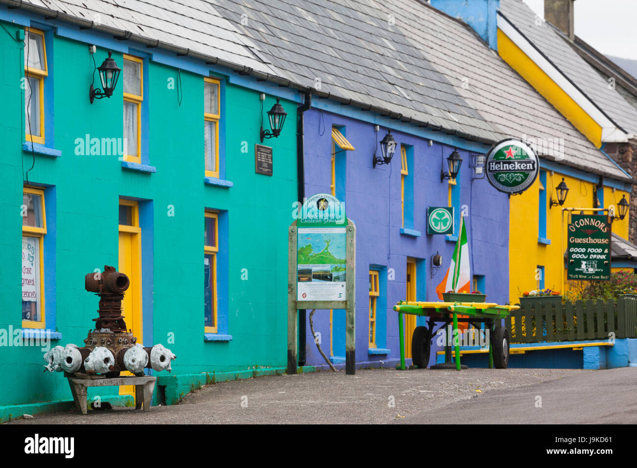 Ireland, County Kerry, Dingle Peninsula, Cloghane, colorful buildings Stock Photo