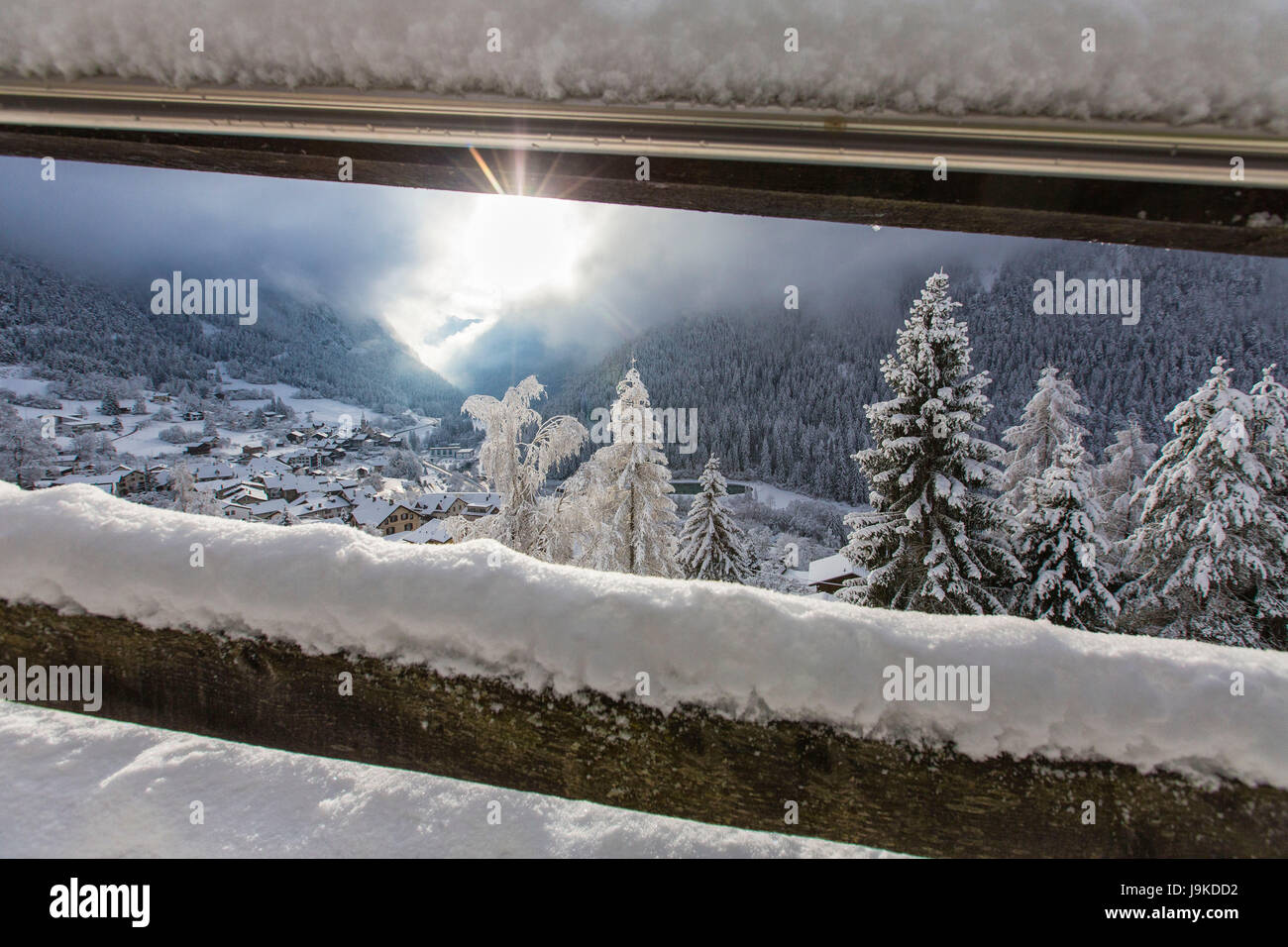 Filisur Pass Bernina Express Train Passes Through Snowy Woods High Resolution Stock ...