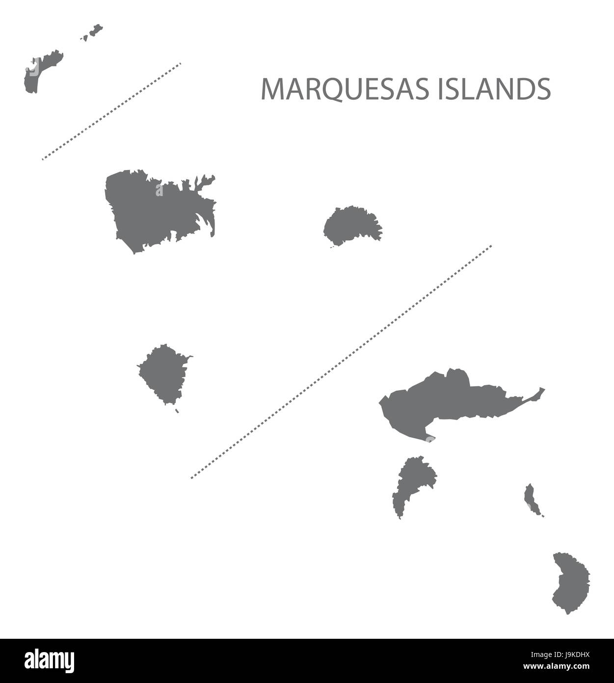Marquesas Islands map grey illustration silhouette Stock Vector Image