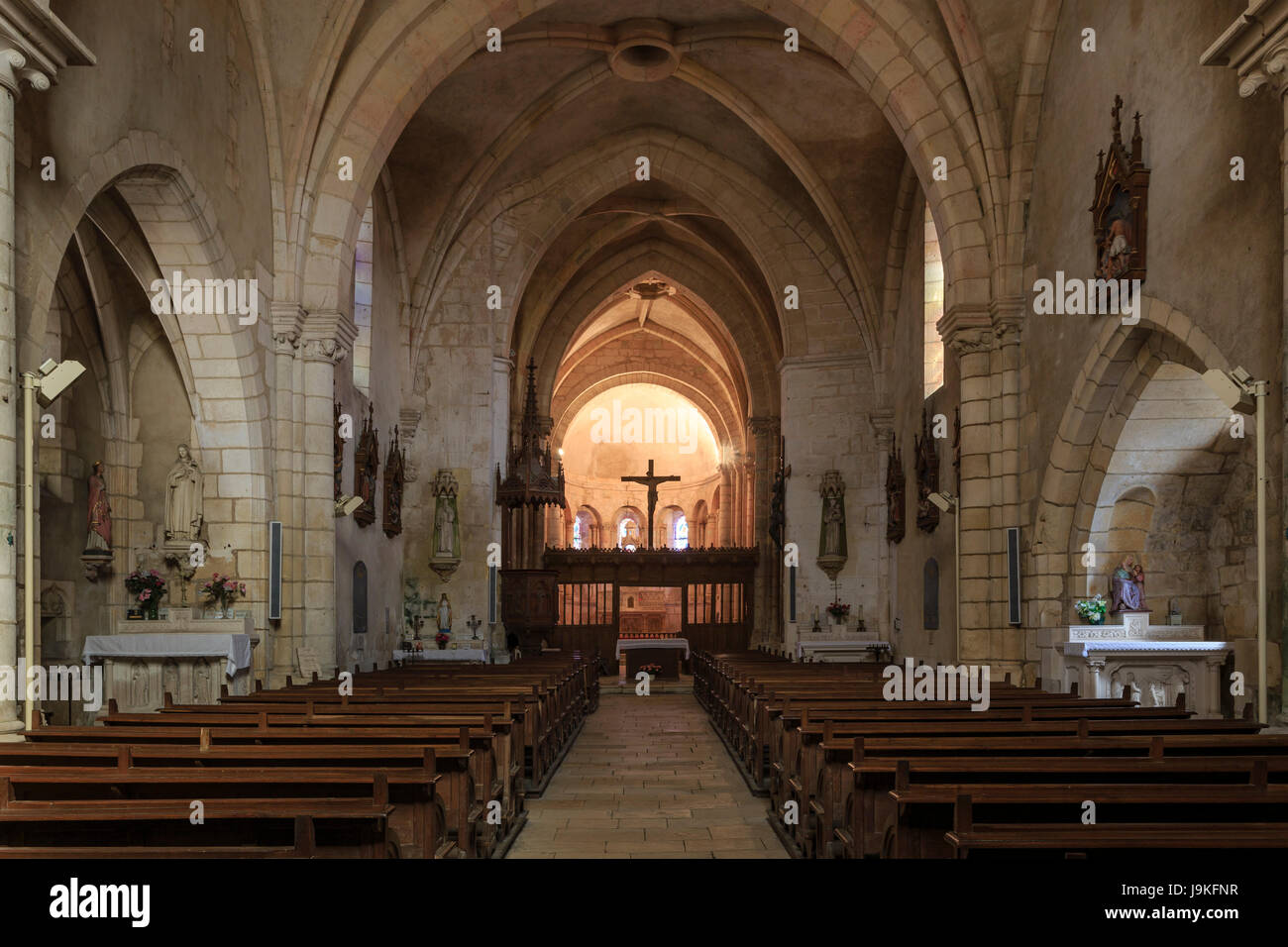 France, Indre, Saint Marcel, the church, nave Stock Photo
