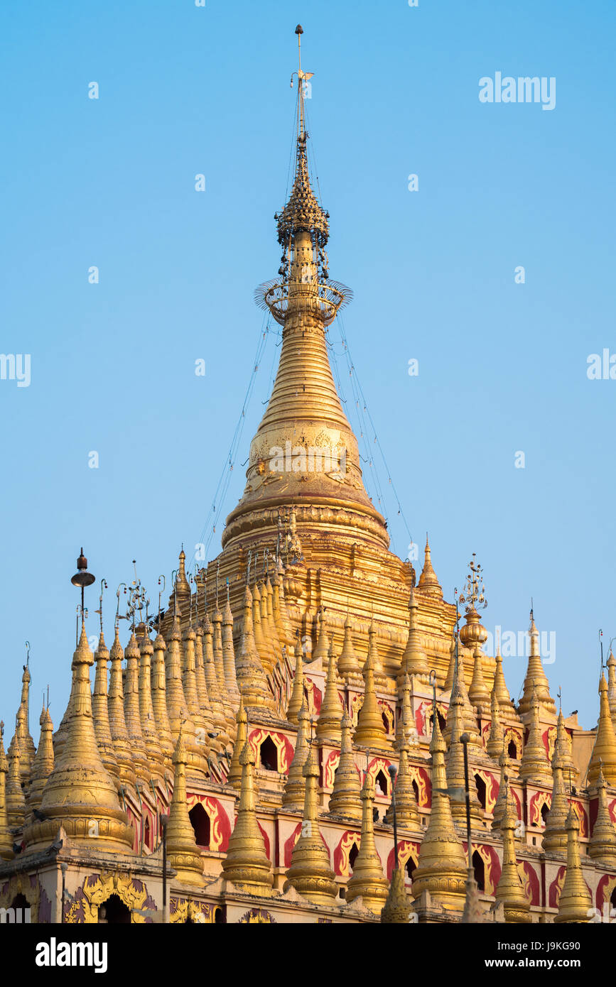 Beautiful Buddhist Pagoda, Thanboddhay Phaya in Monywa, Myanmar, Southeast Asia Stock Photo