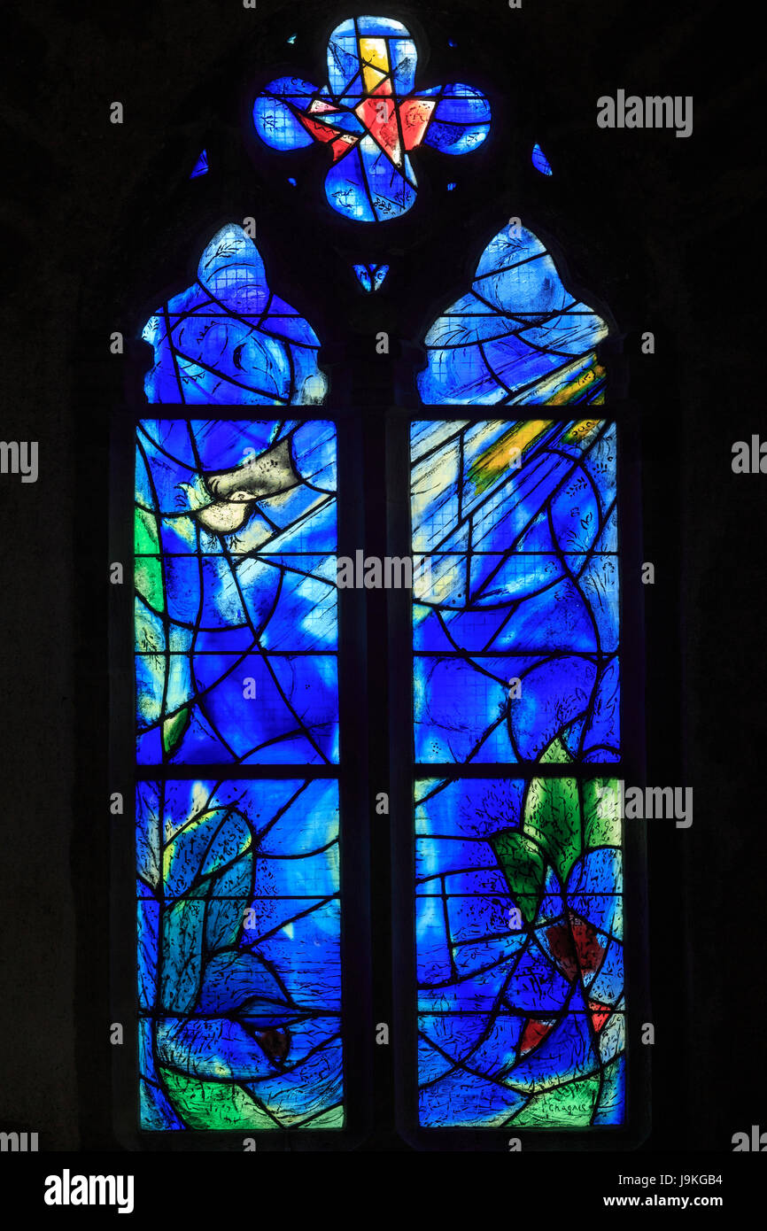 France, Correze, stained glass windows by Marc Chagall Stock Photo