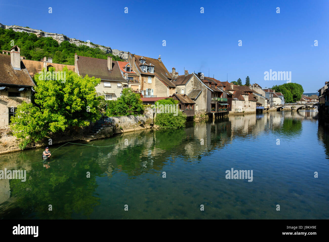 France, Doubs, Ornans and the Loue river Stock Photo