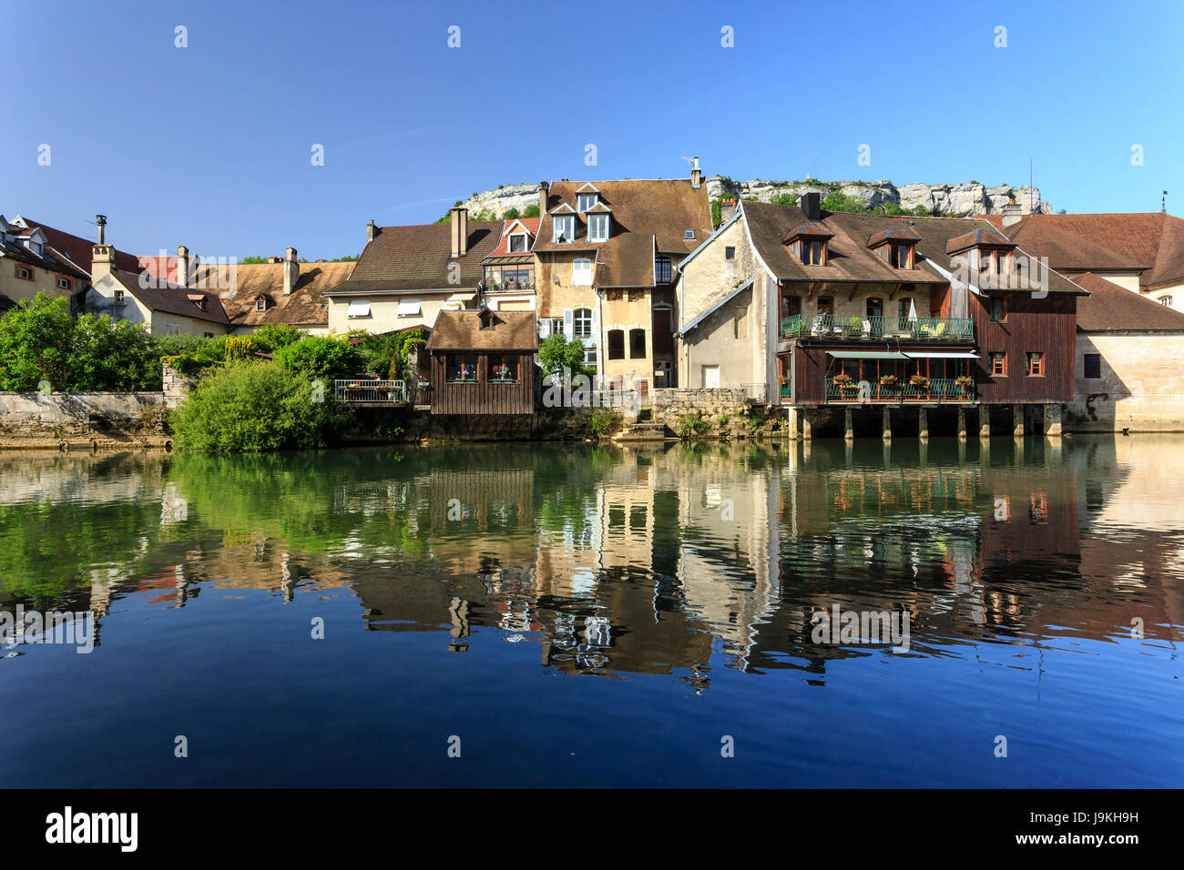 France, Doubs, Ornans and the Loue river Stock Photo