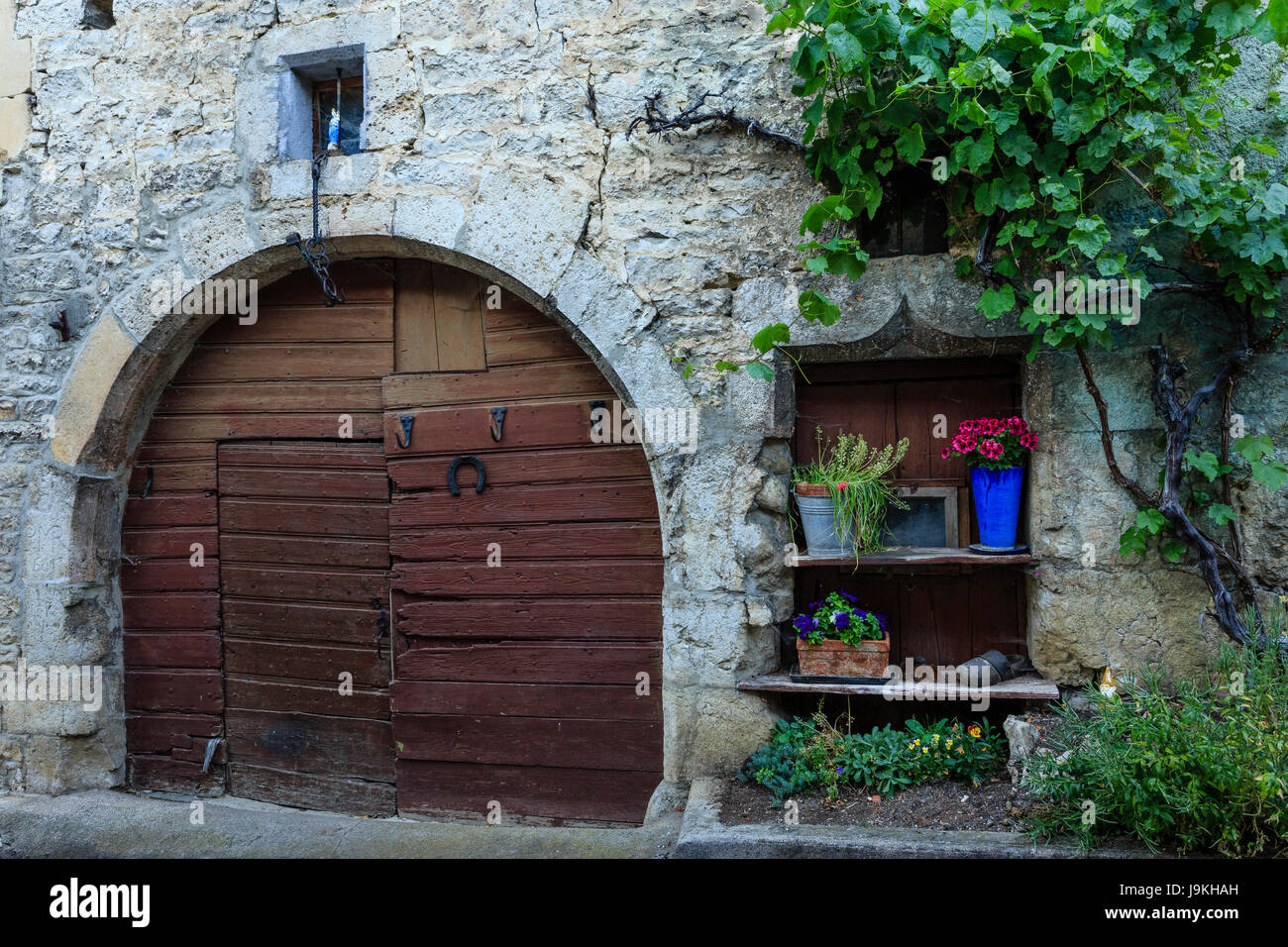 France, Doubs, Lods, labelled Les Plus Beaux Villages de France (The Most beautiful Villages of France), wine house Stock Photo