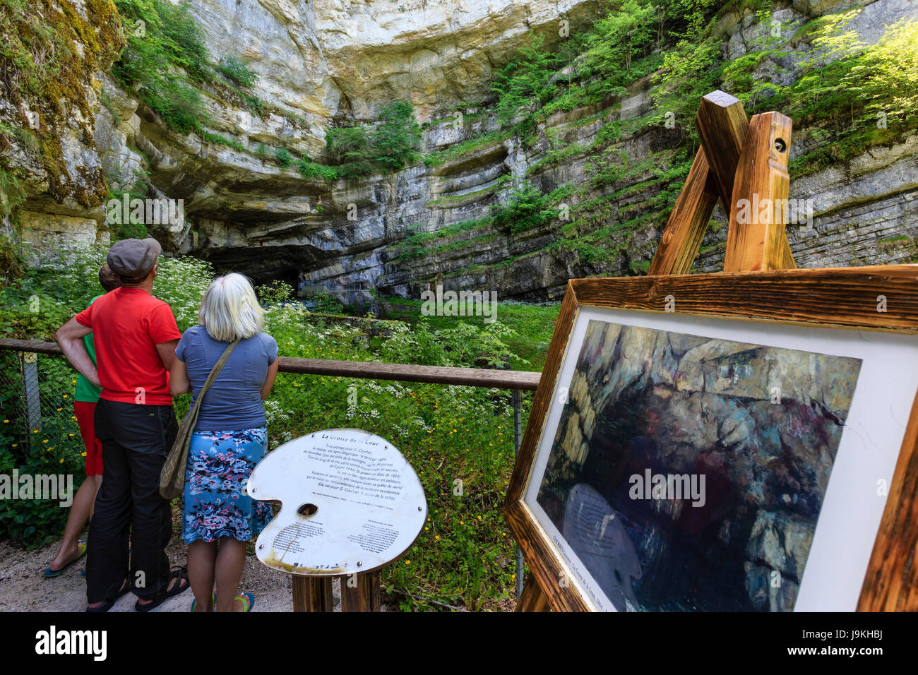 France, Doubs, Ouhans, source of the Loue, point of view oh the painter Courbet Stock Photo