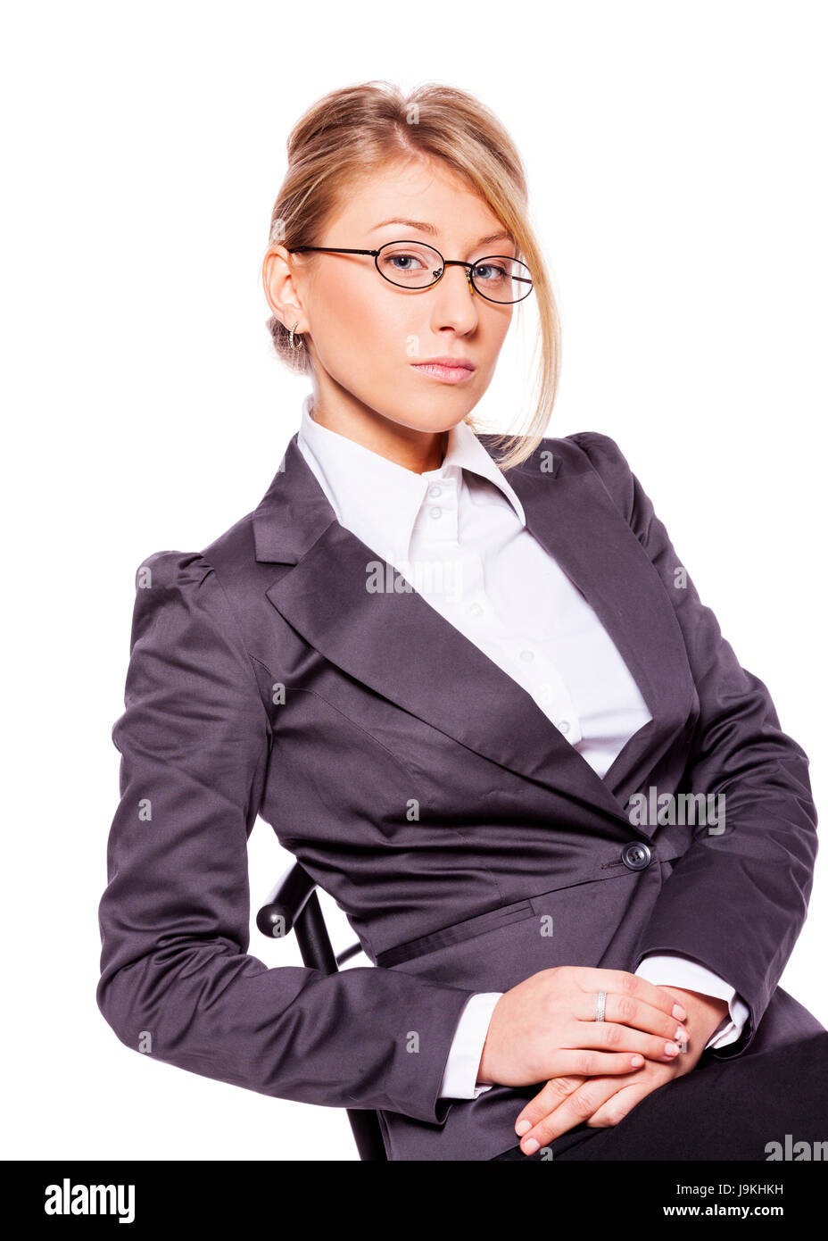 Portrait of Beautiful business woman isolated on white Stock Photo - Alamy