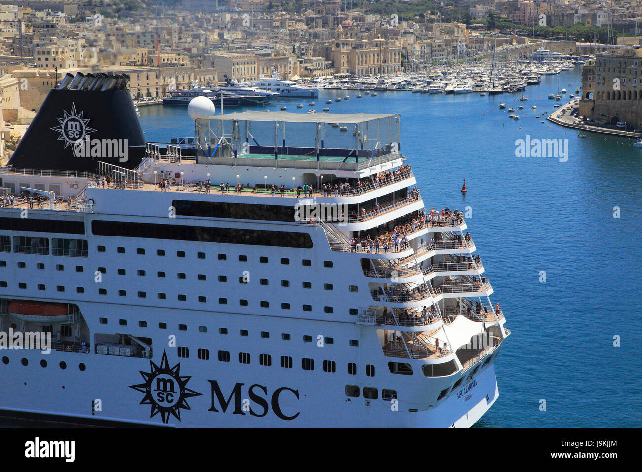 Stern Of Msc Cruise Ship In Grand Harbour Valletta Malta Stock Photo Alamy