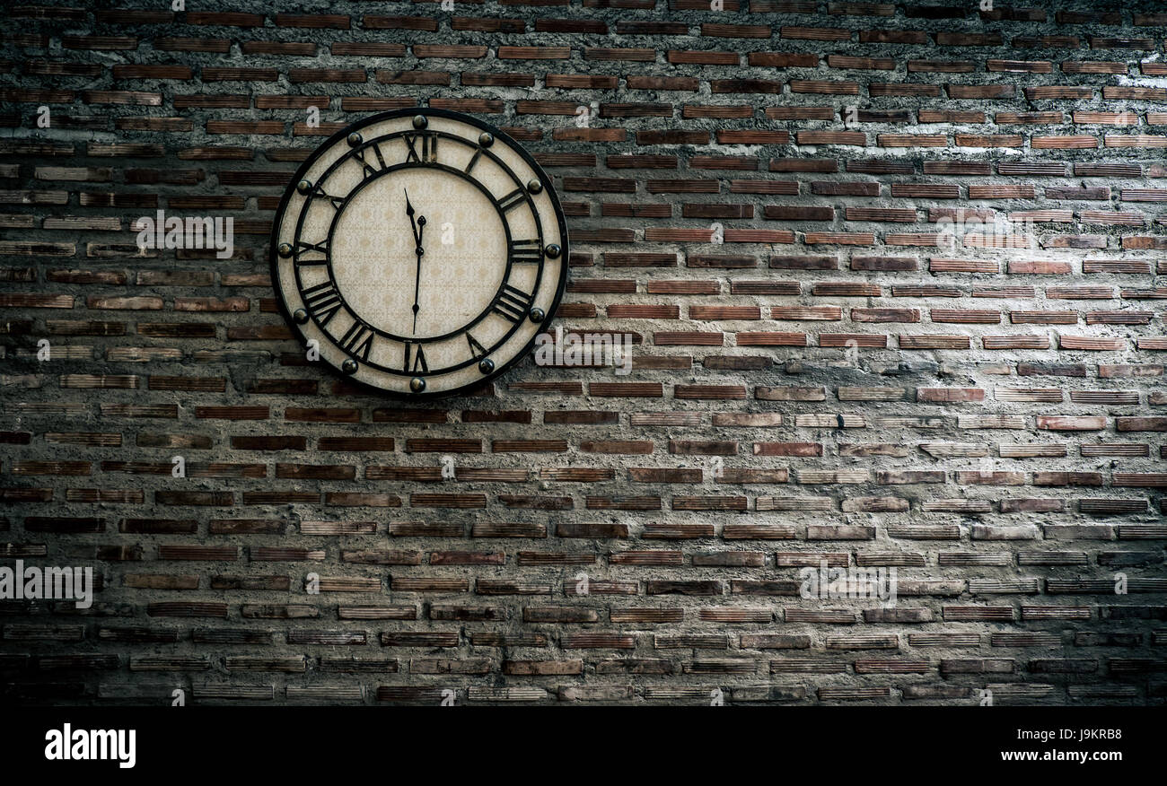 Brick wall with clock hires stock photography and images Alamy