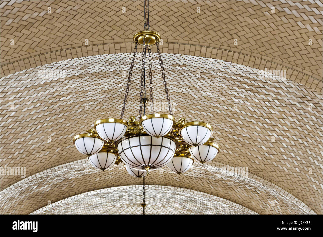 chandelier at immigration museum, ellis island, new york, usa Stock Photo