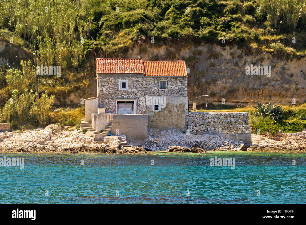 house, building, stone, beach, seaside, the beach, seashore, croatia