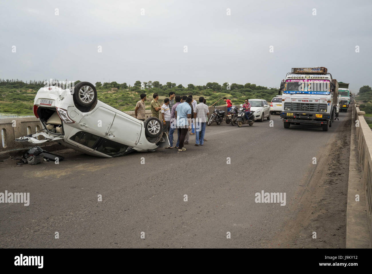 car accident on road, gujarat, India, Asia Stock Photo