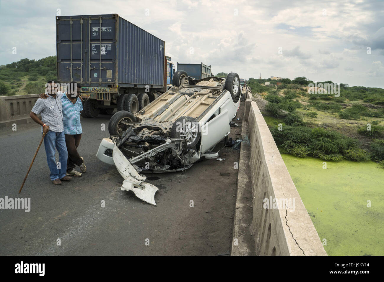 car accident on road, gujarat, India, Asia Stock Photo