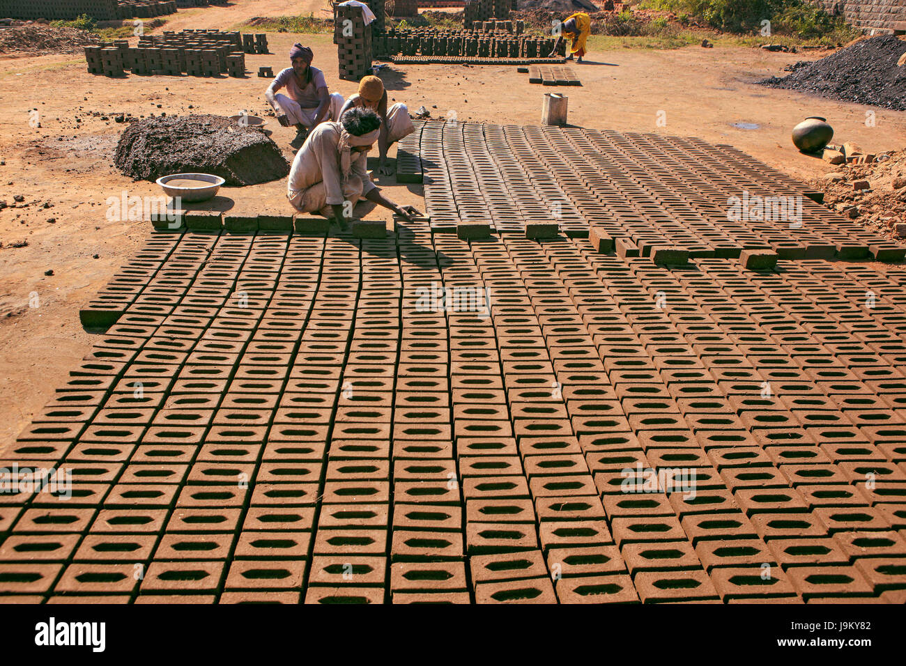 man making bricks, barwani, madhya pradesh, India, Asia Stock Photo