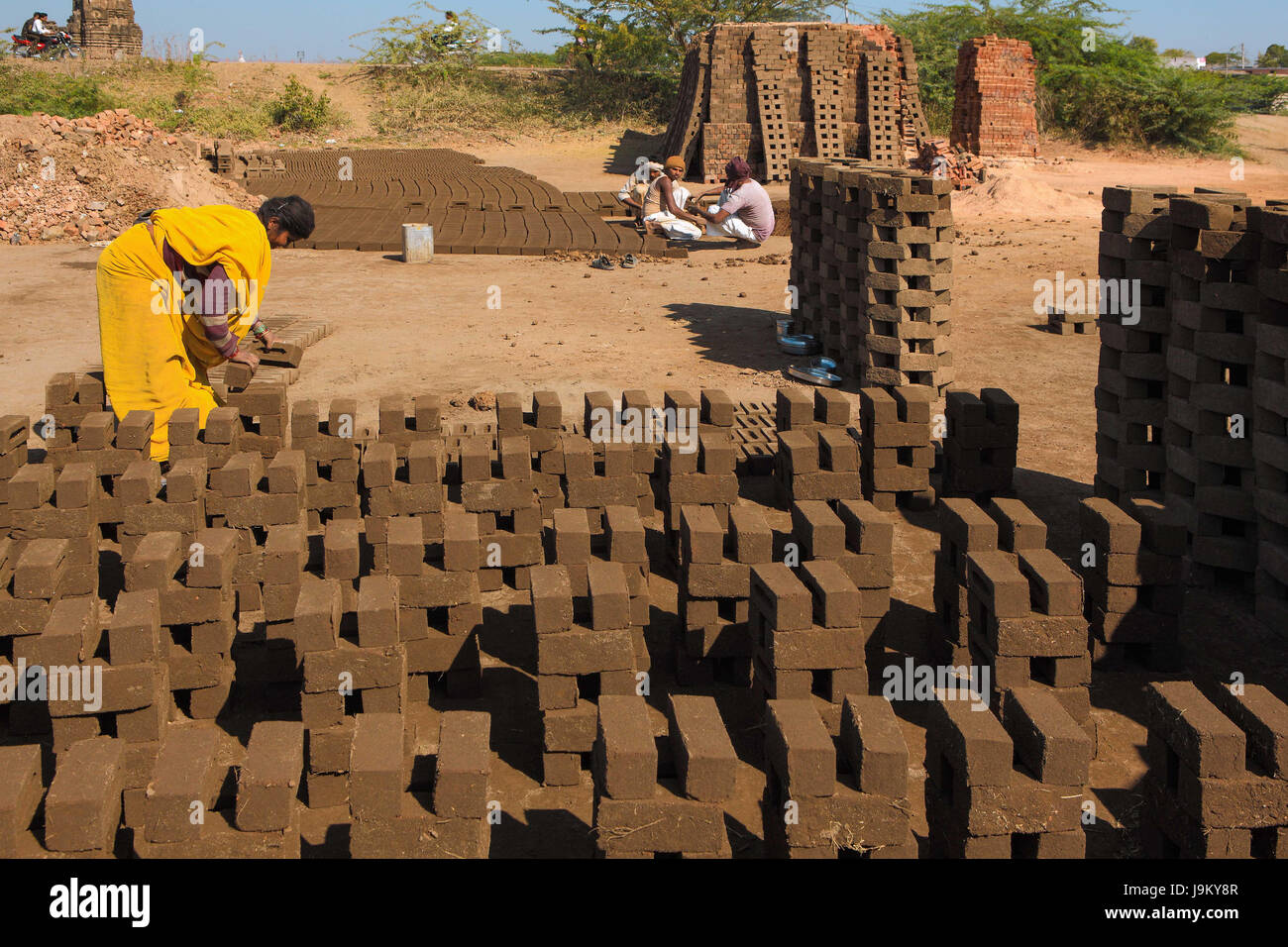 man making bricks, barwani, madhya pradesh, India, Asia Stock Photo
