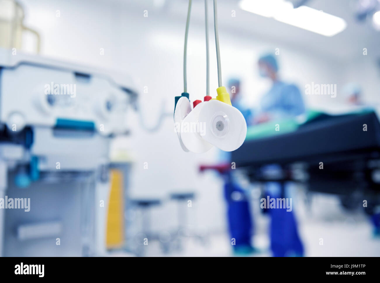 electrodes at hospital ward or operating room Stock Photo