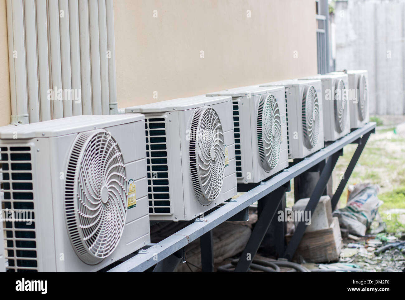group air compressor installation arranged in order outdoor Stock Photo ...