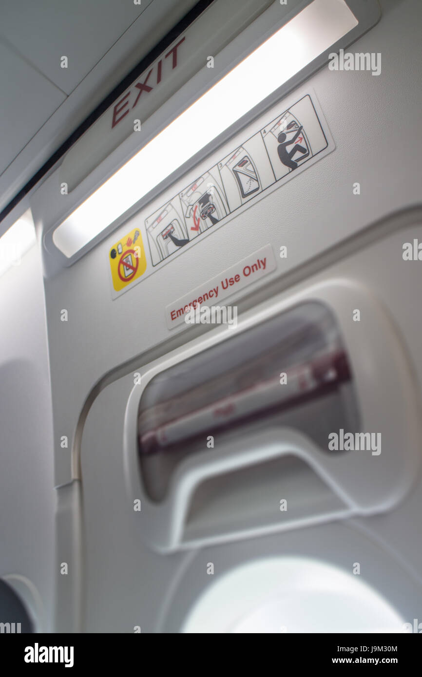 Airplane Cabin Emergency Safety Sign, stock photo Stock Photo - Alamy