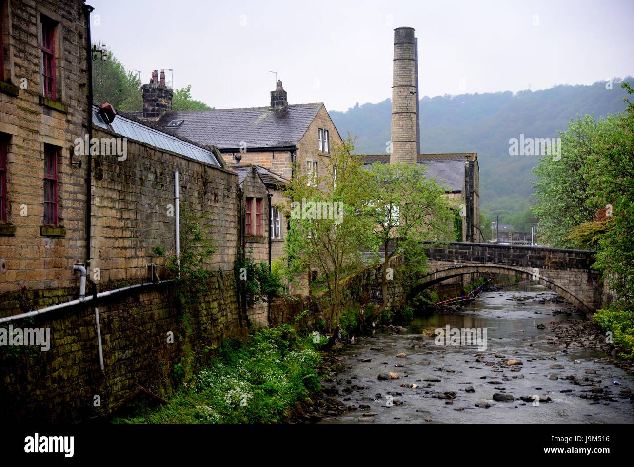 River Calder at Hebden Bridge Stock Photo Alamy