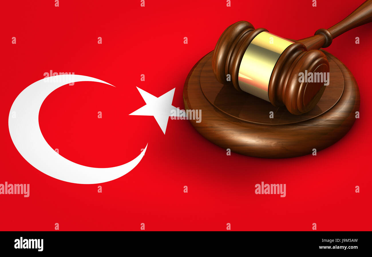 Turkey law, legal system and justice concept with a 3D rendering of a gavel on Turkish flag Stock Photo - Alamy