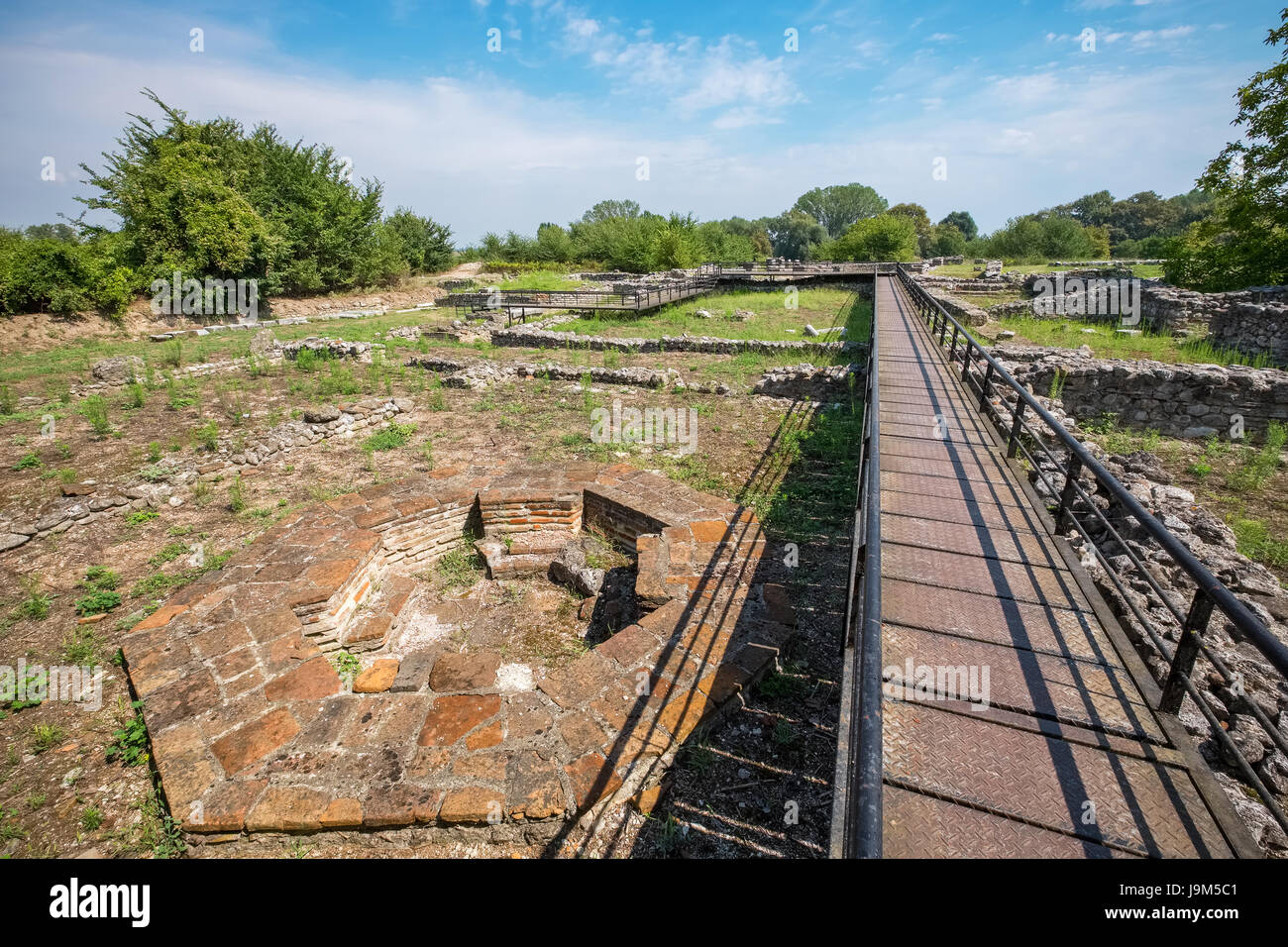 Ruins of Episcopal Basilica at the Archaeological Park of Dion. Pieria, Macedonia, Greece Stock Photo