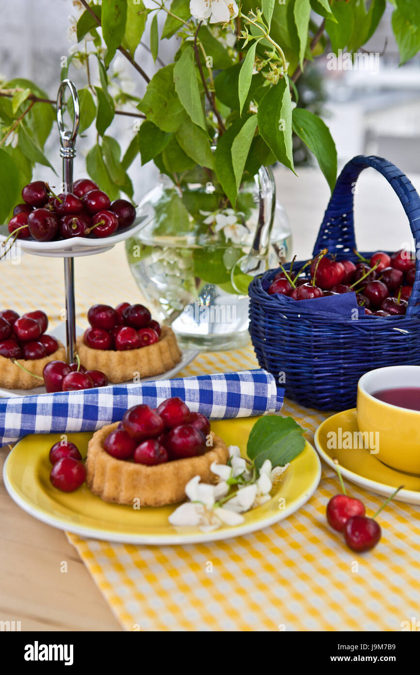 cherry pie for tea Stock Photo