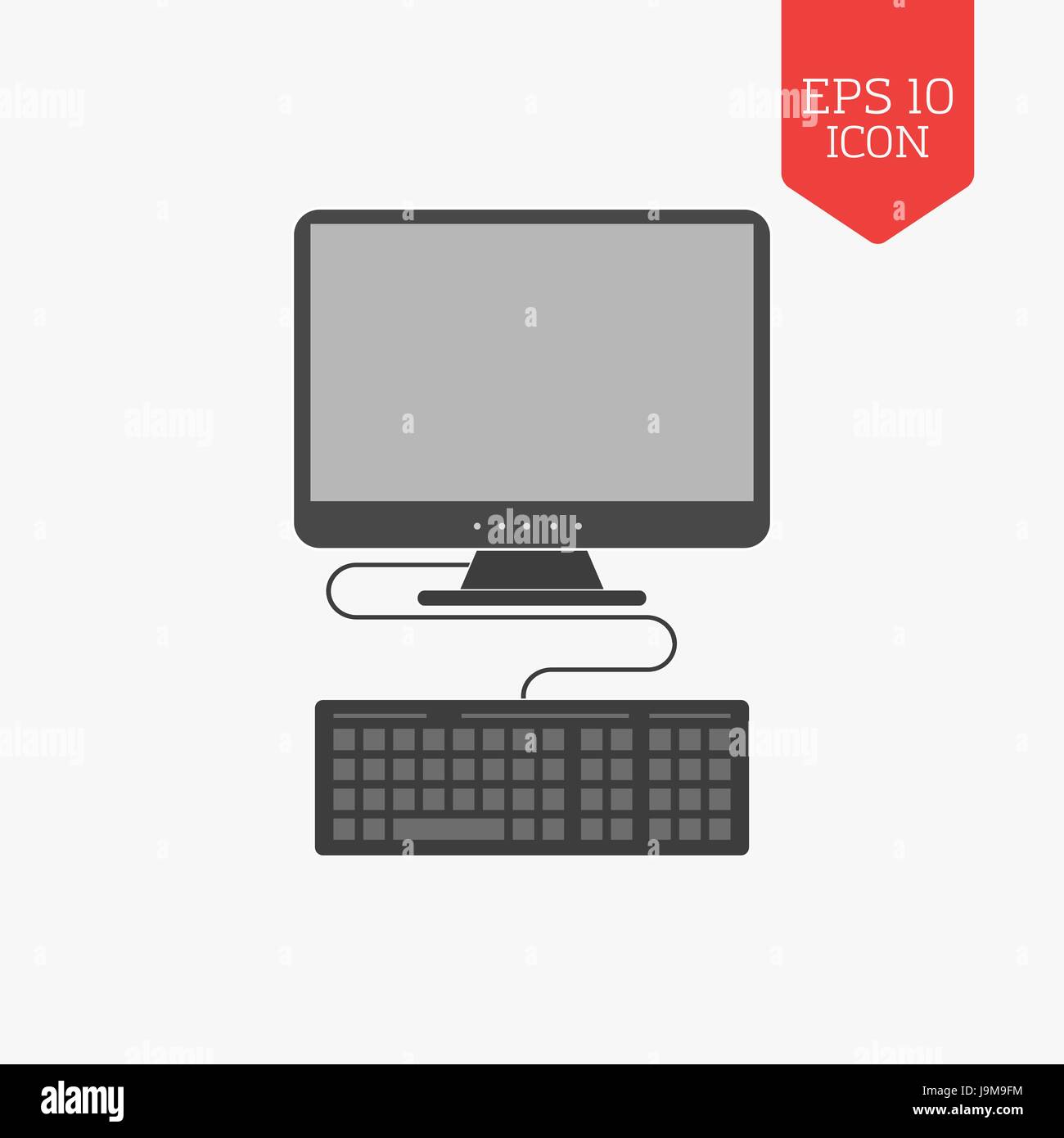 Computer icon. Flat design gray color symbol. Modern UI web navigation ...