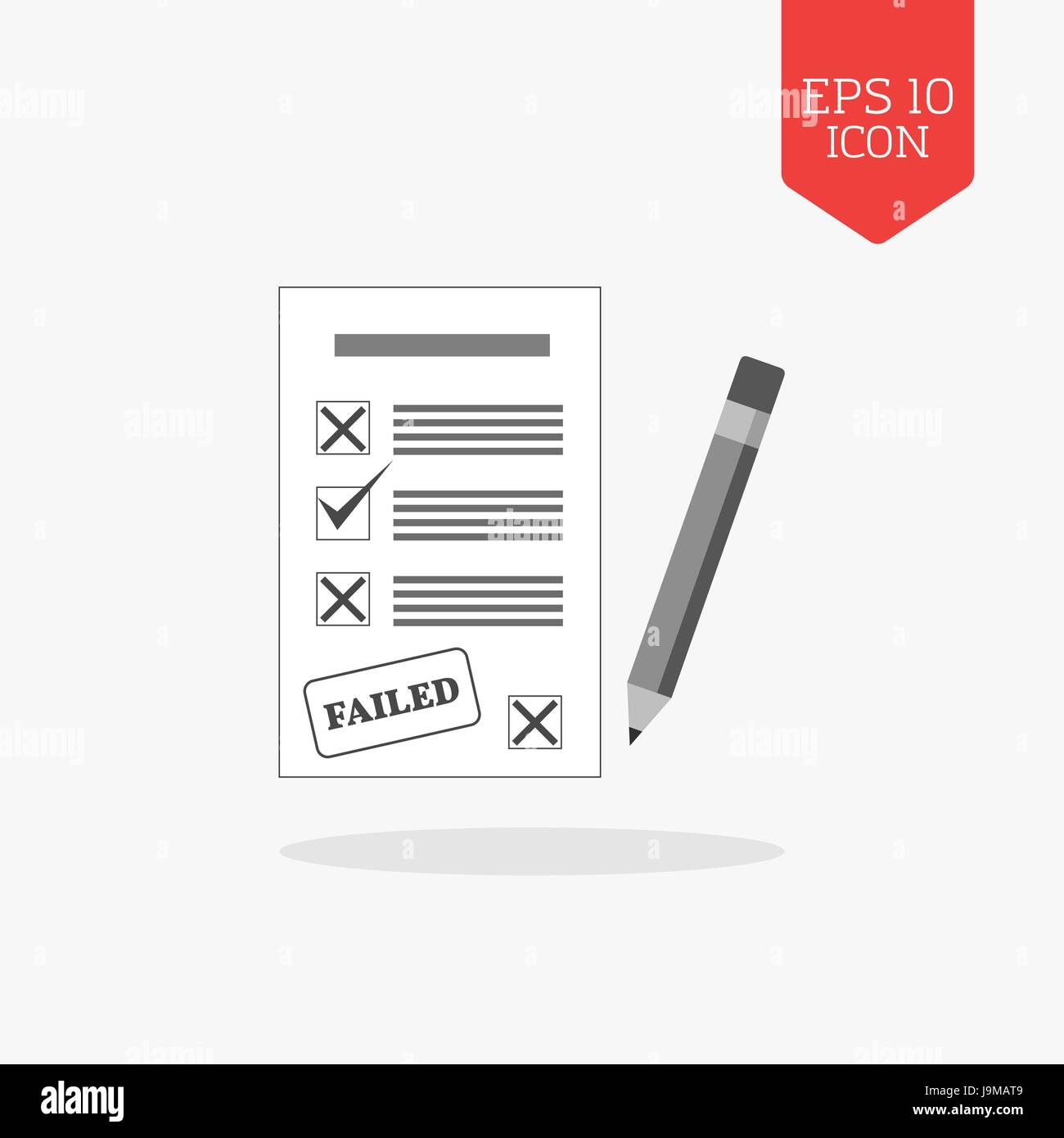 Test failed concept icon. Flat design gray color symbol. Illustration ...