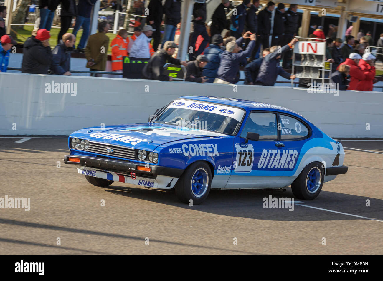 1978 Ford Capri MkIII 3.0S with driver Ric Wood during the Gerry Marshall Trophy race at Goodwood GRRC 74th Members Meeting, Sussex, UK. Stock Photo