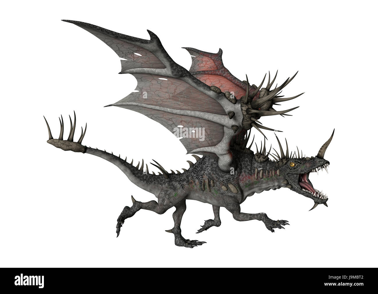 3D rendering of a fantasy spiky dragon isolated on white background Stock Photo