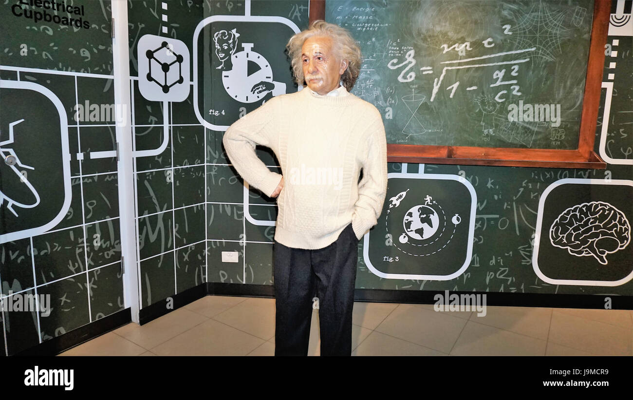 Albert Einstein Wax Figure At Madame Tussauds In Sydney Australia Stock
