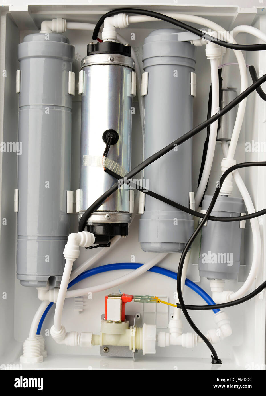 Top View of Water Purification Filter System Stock Photo