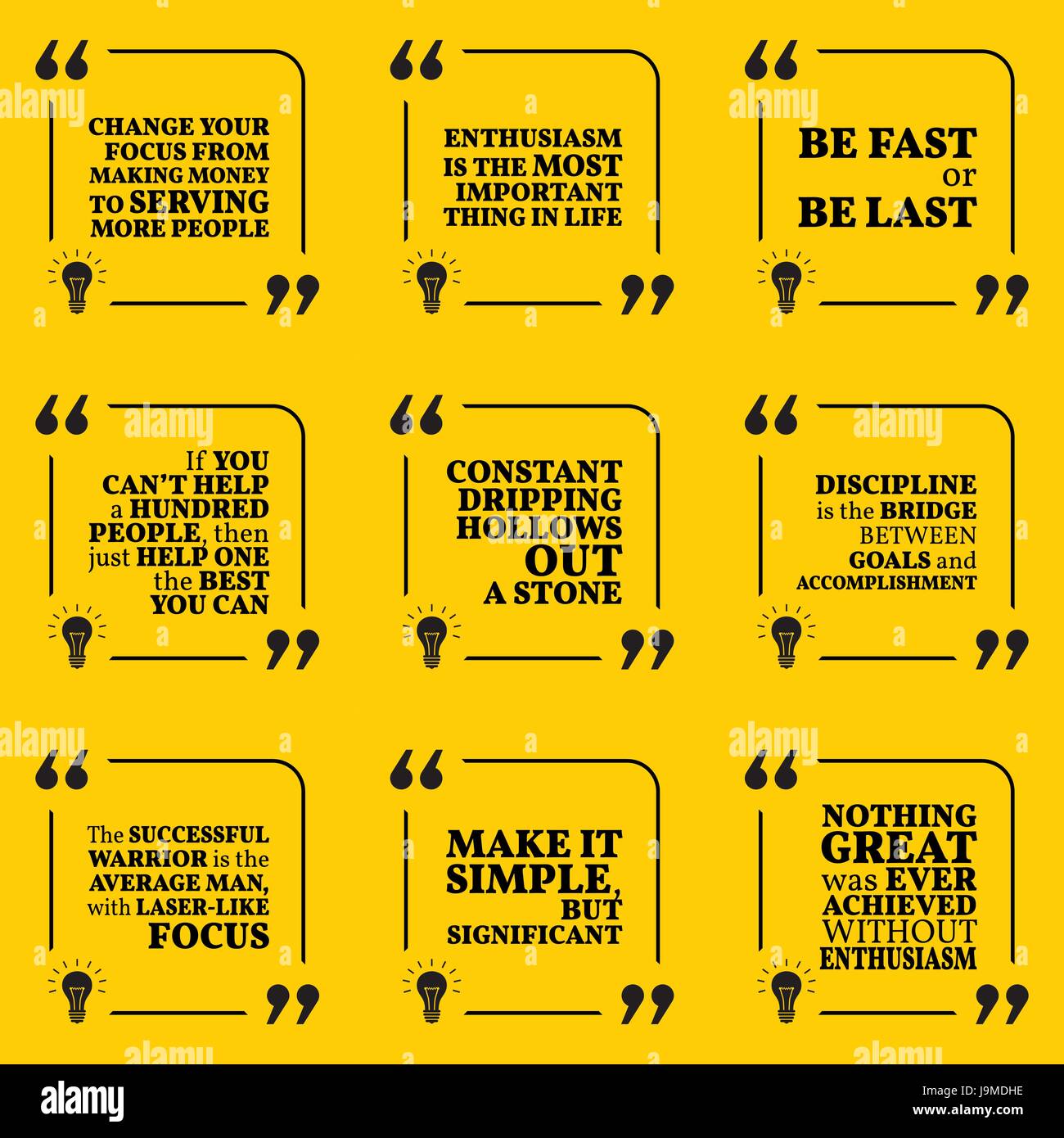 Set of motivational quotes about serving, enthusiasm, action, helping