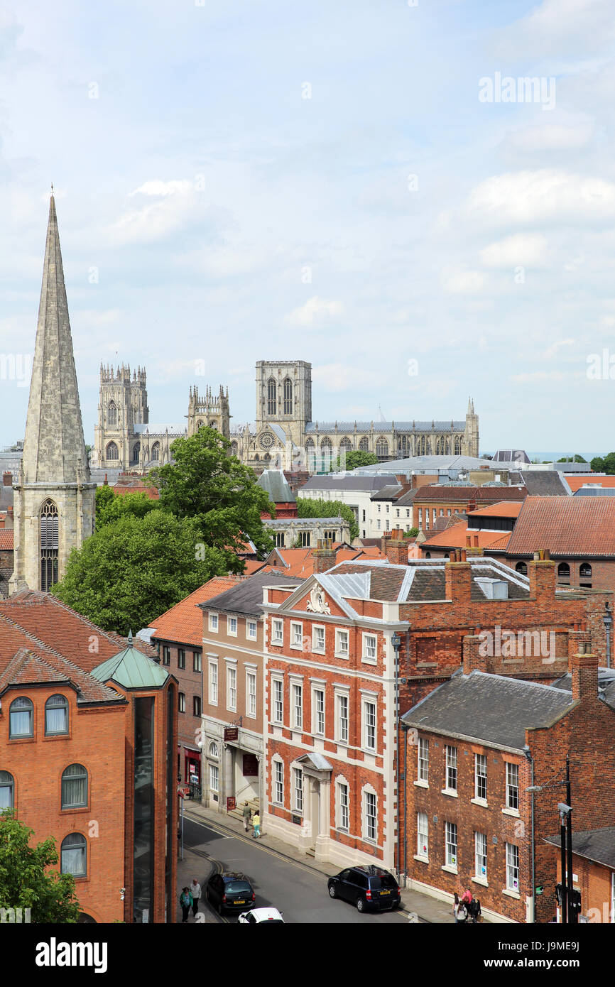 The skyline of part of York, England, UK, with York Minster in the background. Stock Photo