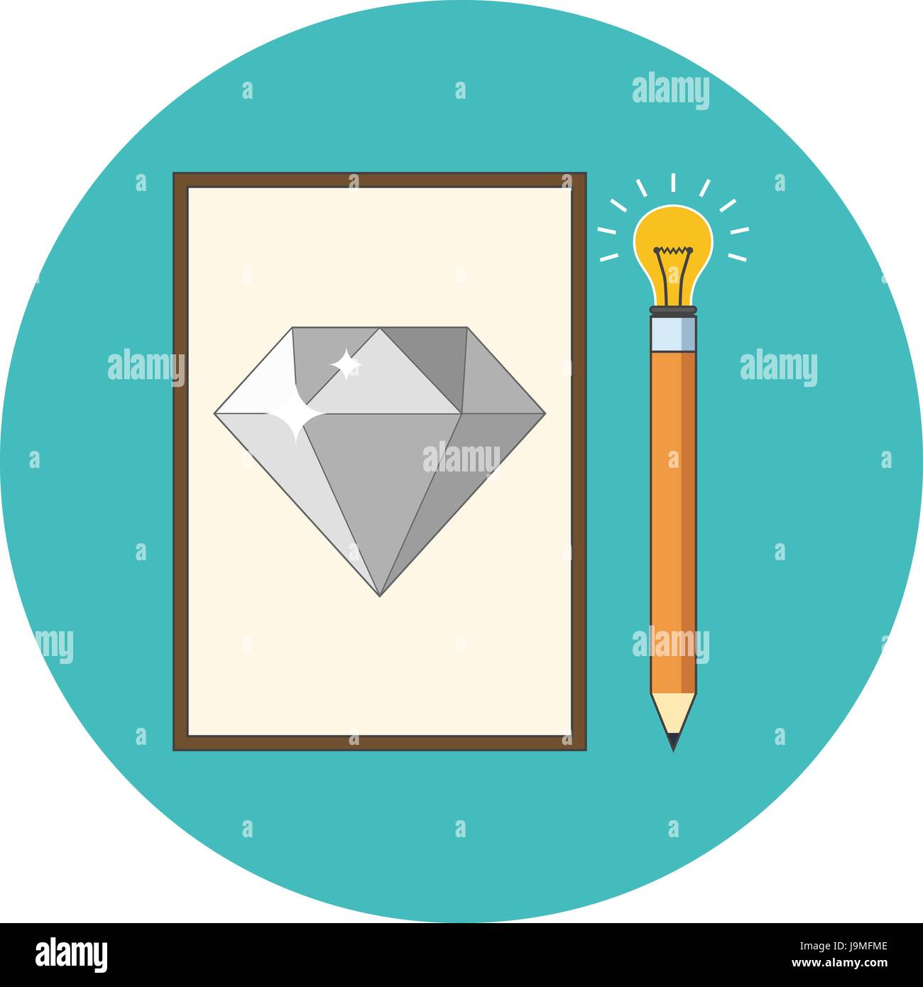 Creativity, inspiration concept. Flat design. Icon in turquoise circle ...