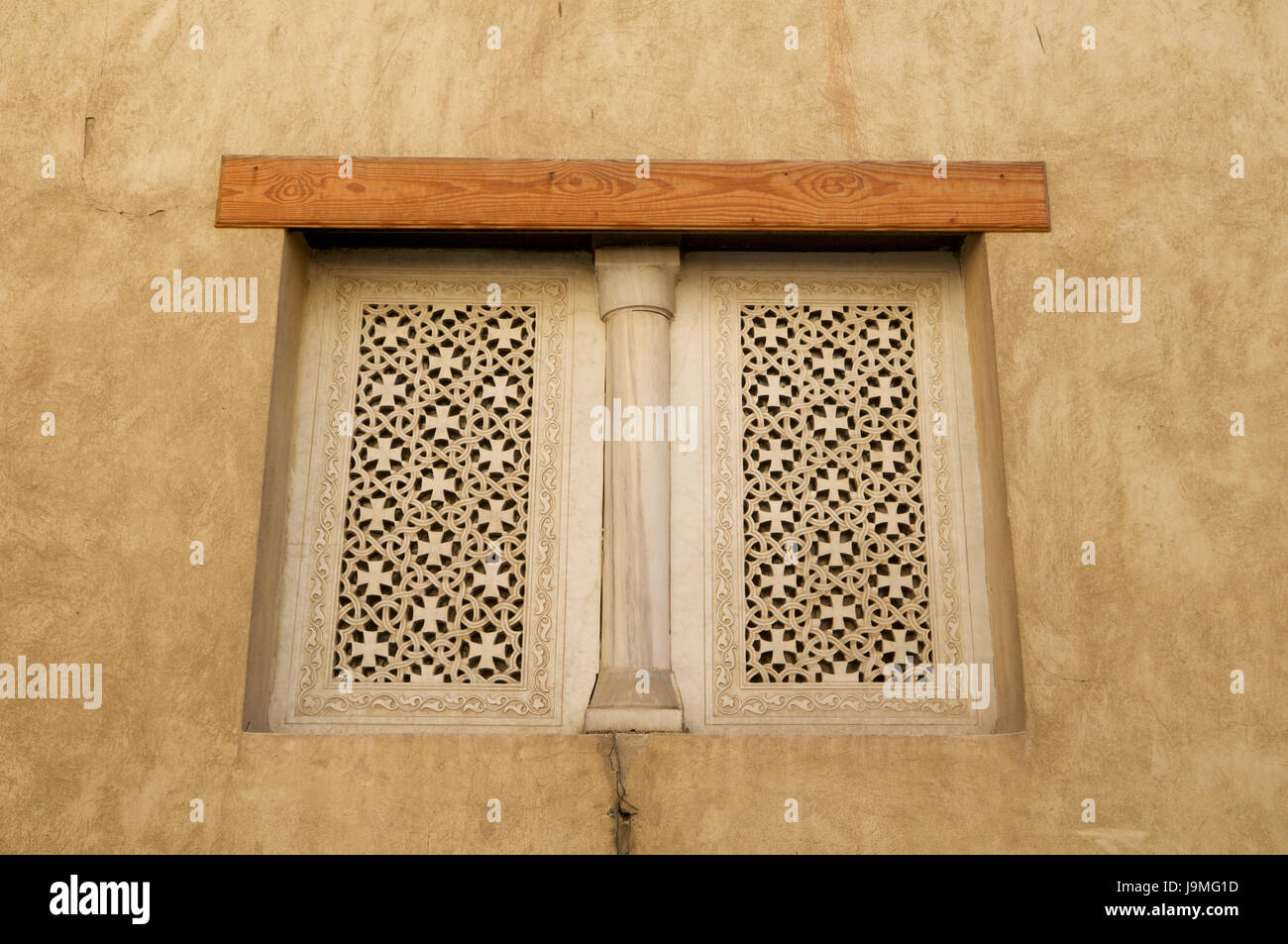 Coptic windows on a church in Cairo, Egypt. Stock Photo