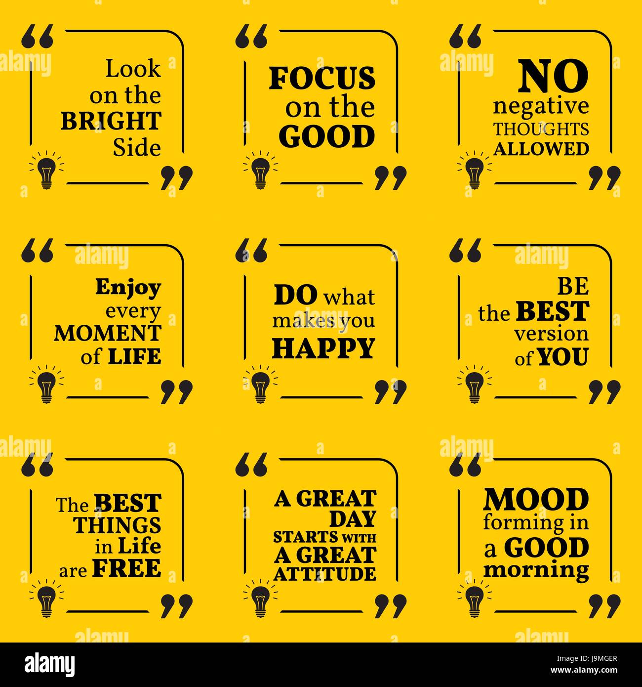 Set Of Motivational Quotes About Positive Thinking Optimism Stock