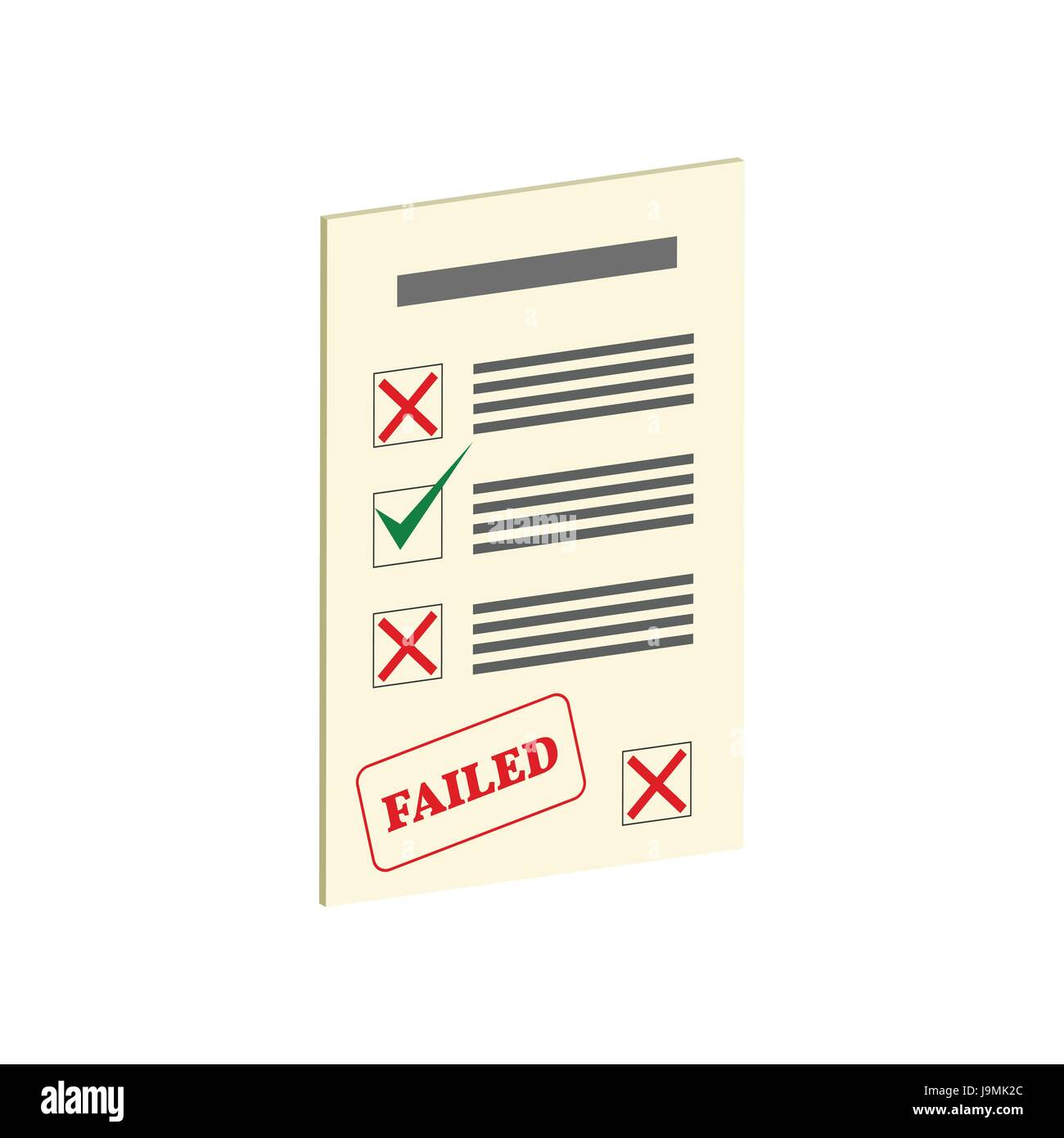 Exam Fail symbol. Flat Isometric Icon or Logo. 3D Style Pictogram for ...