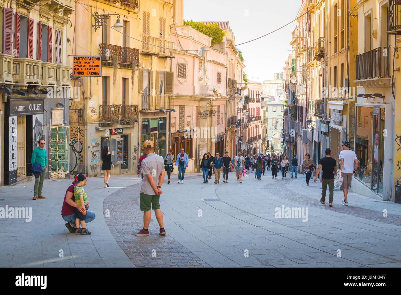 Cagliari city centre, the Via Manno a popular shopping street in the center of Cagliari