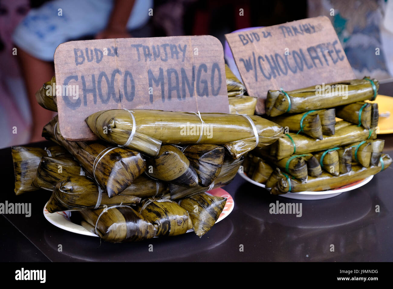A stall selling traditional Bod Bod Chocolate sticky rice folded in