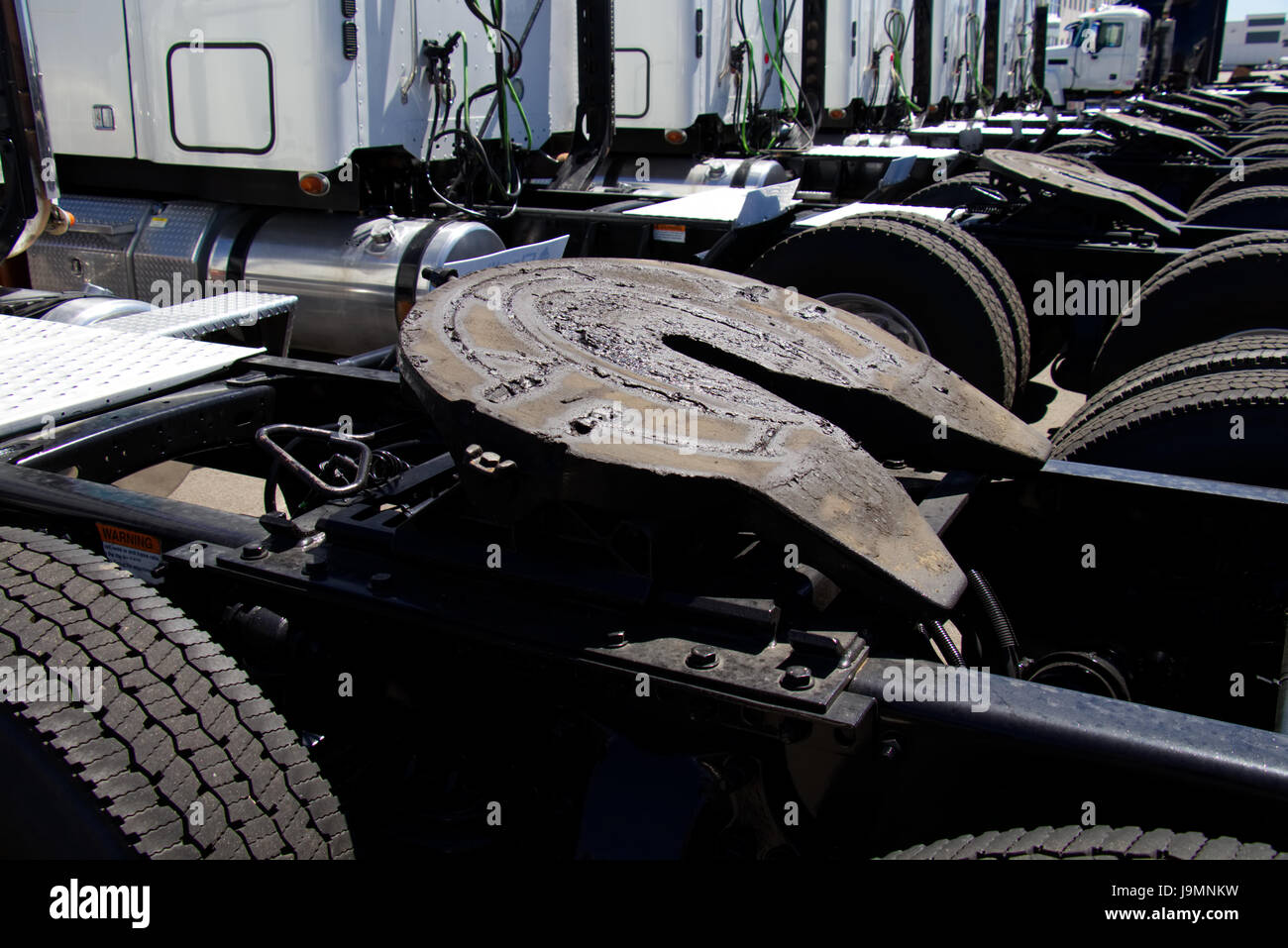 Row Of Semi Trucks Showing 5th Wheel Assemblies All Trademarks Removed Stock Photo Alamy