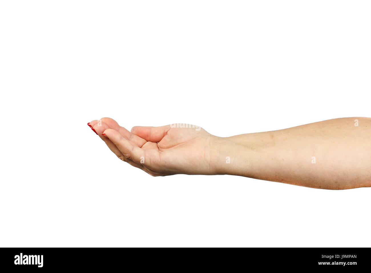 Open woman hand isolated on white background, clipping path Stock Photo ...