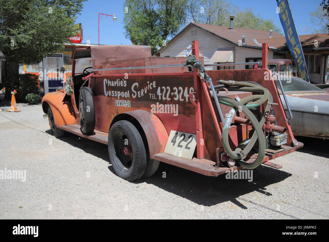 cesspool cleaning truck in seligman on route 66 in arizona usa Stock Photo