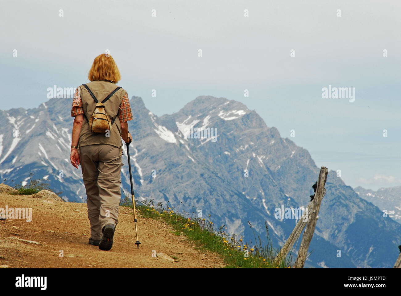 woman, mountains, alps, hike, go hiking, ramble, path, way, migrate, woman, Stock Photo