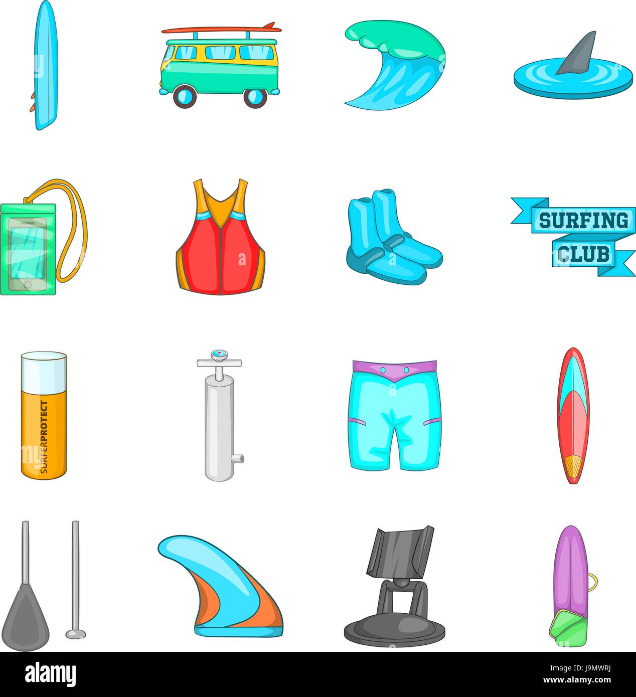 Surfing icons set, cartoon style Stock Vector Image & Art - Alamy