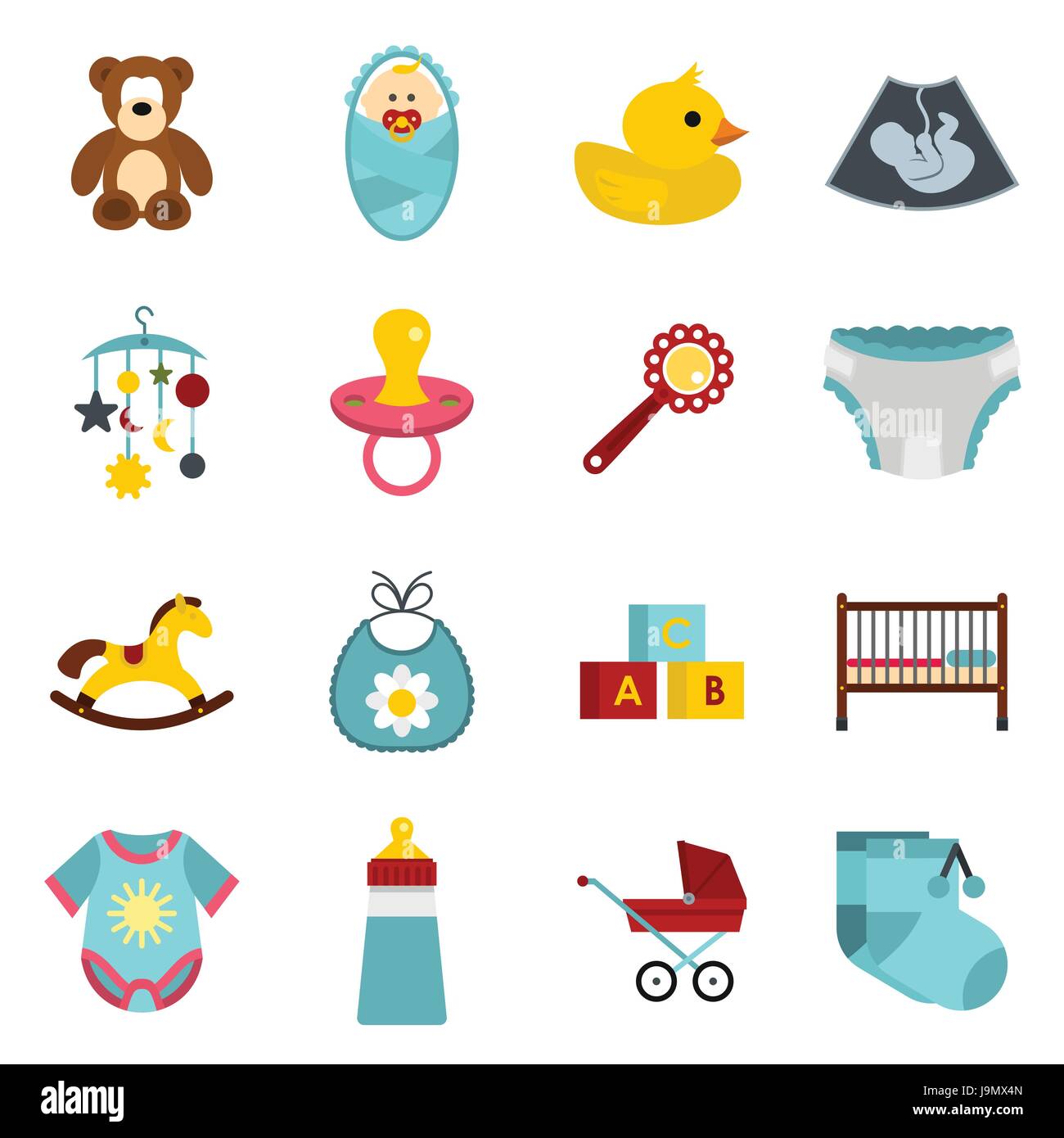 Newborn icons set, flat style Stock Vector Image & Art - Alamy