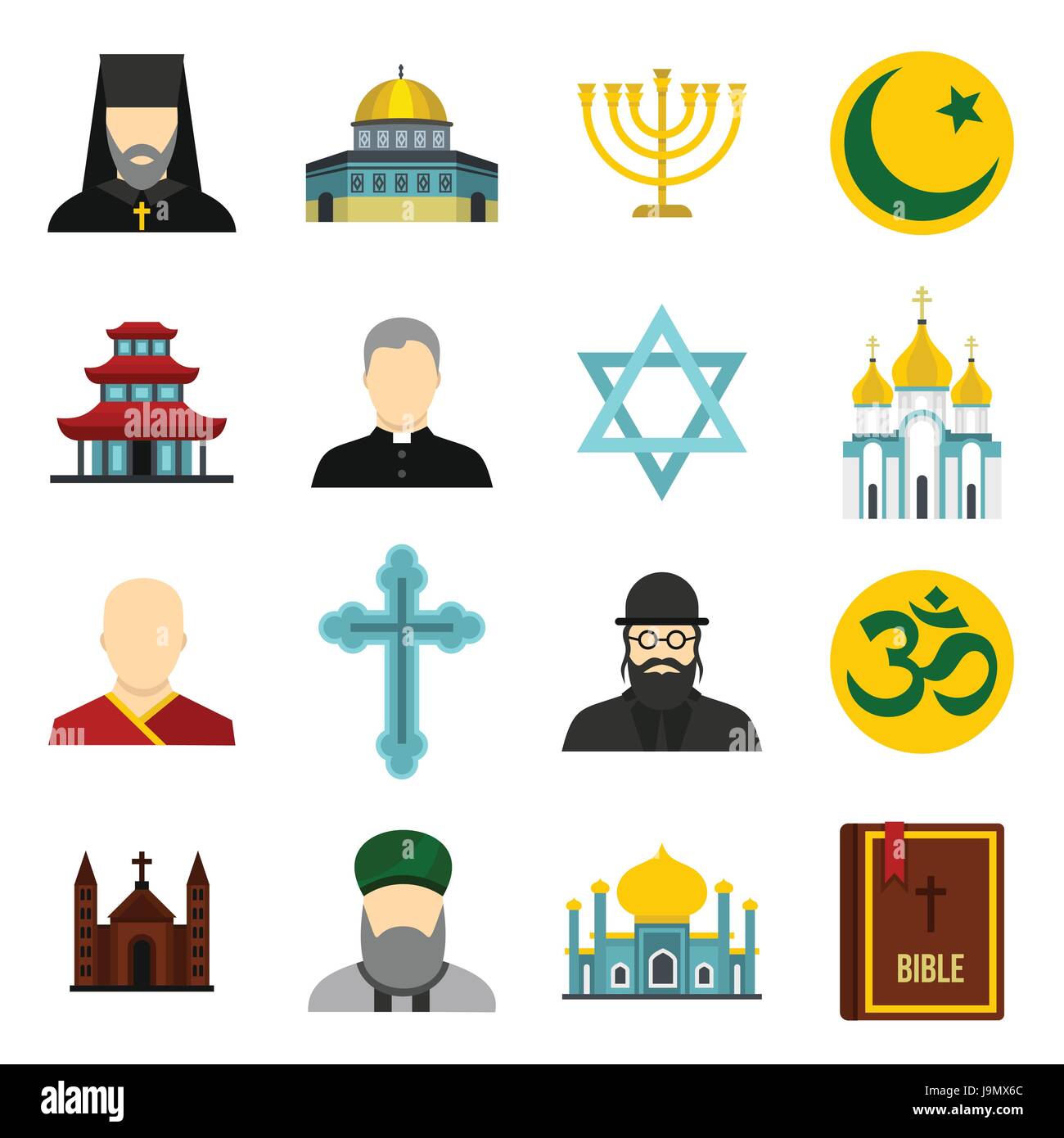 Religious symbol icons set, flat style Stock Vector Image & Art - Alamy
